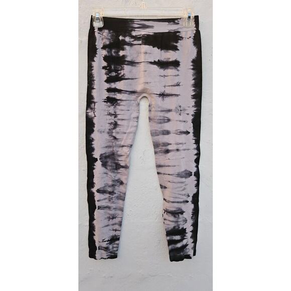 Womens Seamless Leggings Medium Large Gray Black Tie Dye Mid Rise Soft Pull On - Picture 4 of 10